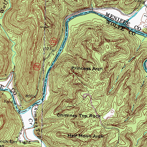 Topographic Map of Princess Arch, KY