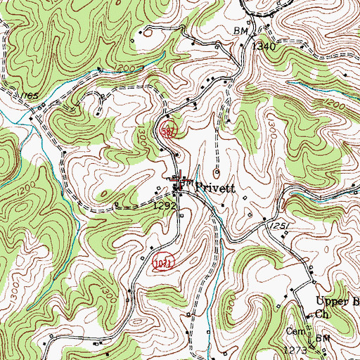 Topographic Map of Privett, KY