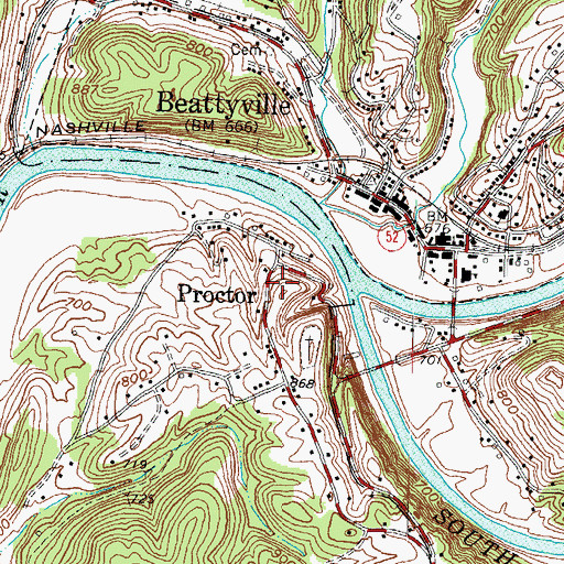 Topographic Map of Proctor, KY