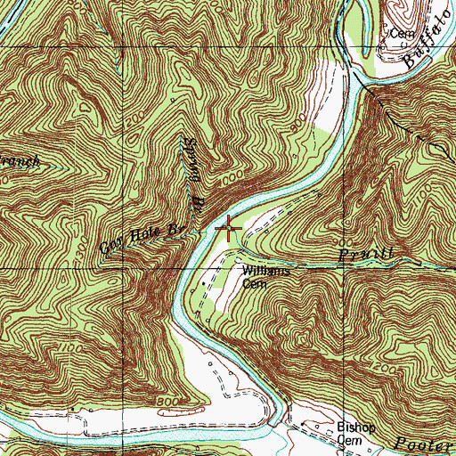 Topographic Map of Pruitt Branch, KY