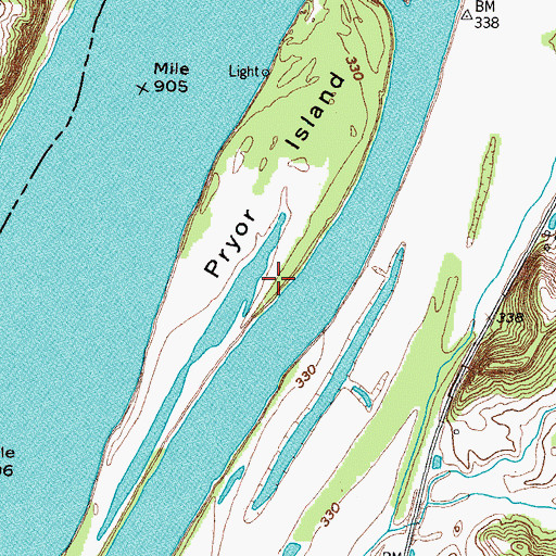 Topographic Map of Pryor Island, KY