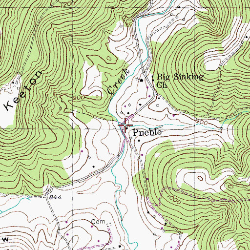 Topographic Map of Pueblo, KY