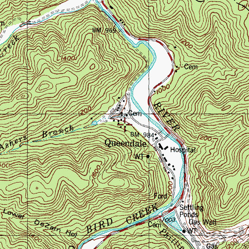 Topographic Map of Queendale, KY