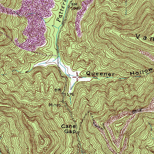 Topographic Map of Queener Hollow, KY