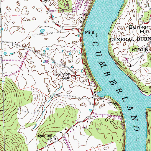 Topographic Map of Quinton Cemetery, KY