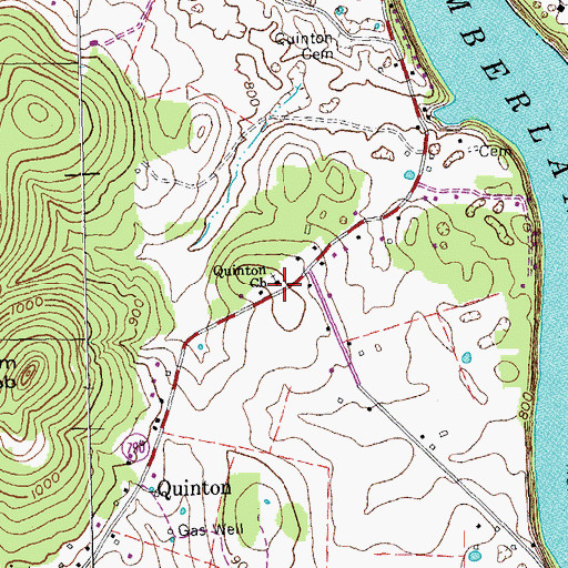Topographic Map of Quinton Church, KY
