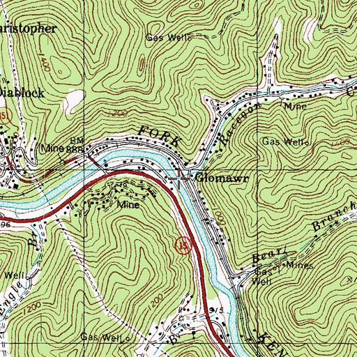 Topographic Map of Raccoon Creek, KY