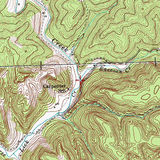 Topographic Map of Raccoon Creek, KY
