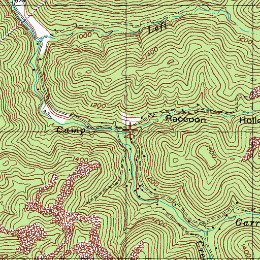 Topographic Map of Raccoon Hollow, KY