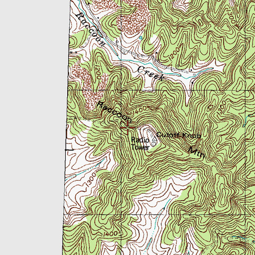 Topographic Map of Raccoon Mountain, KY