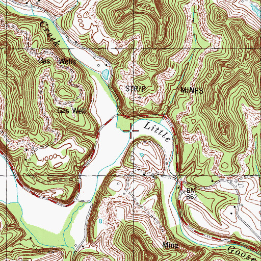 Topographic Map of Rader Creek, KY