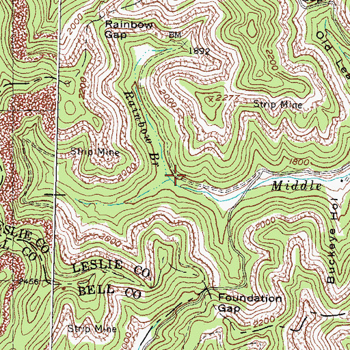 Topographic Map of Rainbow Branch, KY
