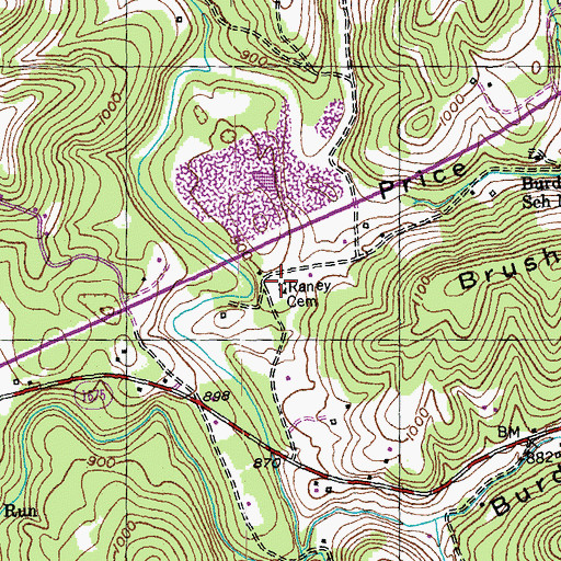 Topographic Map of Rainey Cemetery, KY