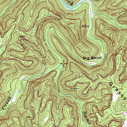 Topographic Map of Rams Horn Branch, KY