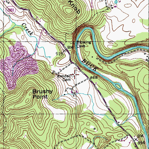 Topographic Map of Randall Cemetery, KY