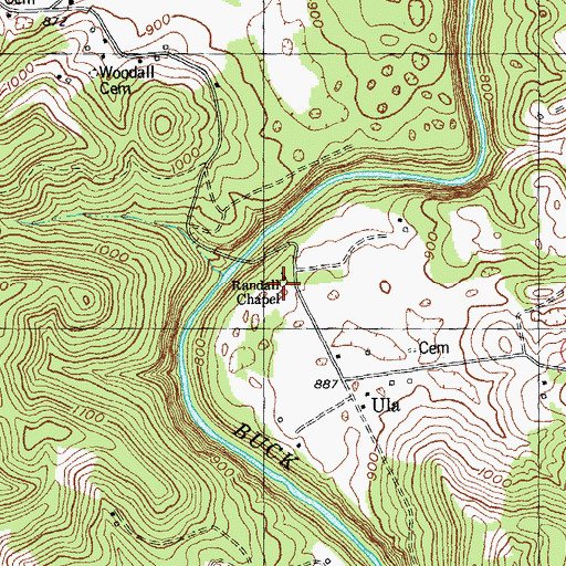 Topographic Map of Randall Chapel, KY