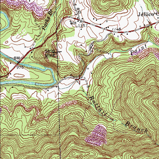 Topographic Map of Rattail Branch, KY