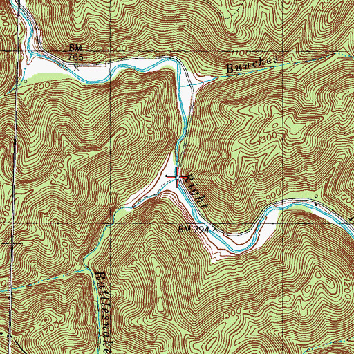 Topographic Map of Rattlesnake Creek, KY