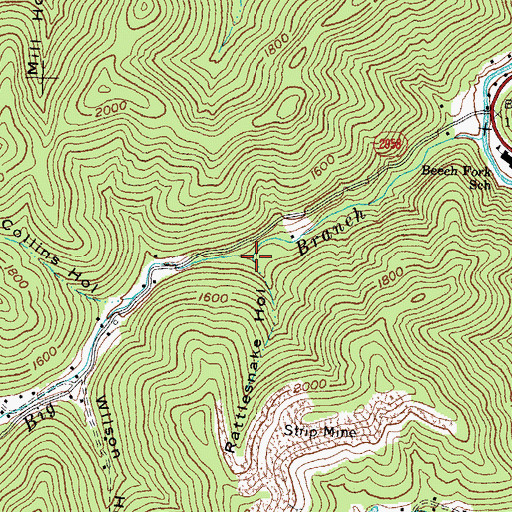 Topographic Map of Rattlesnake Hollow, KY