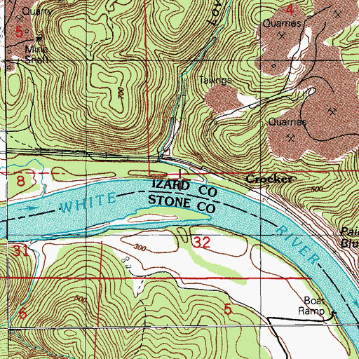 Topographic Map of Love Hollow, AR