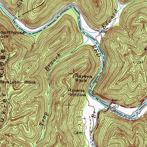 Topographic Map of Ravens Rock, KY