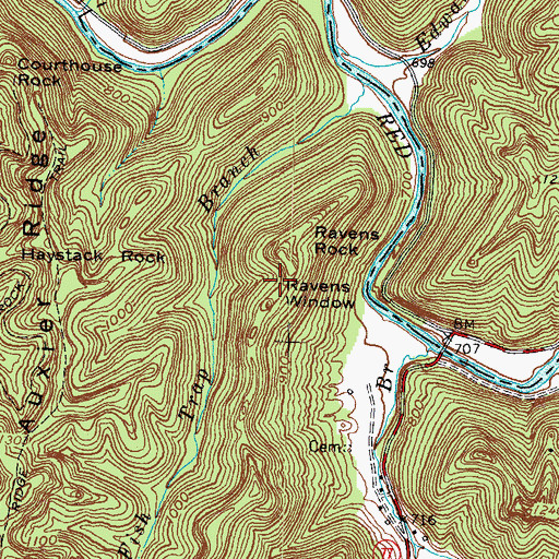 Topographic Map of Ravens Window, KY