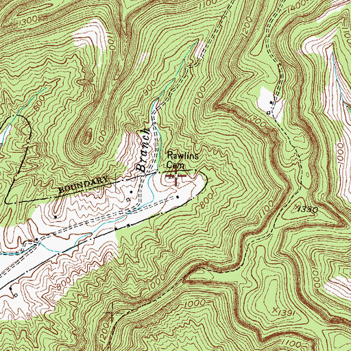 Topographic Map of Rawlins Cemetery, KY