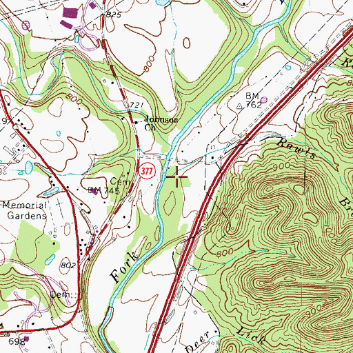 Topographic Map of Rawls Branch, KY