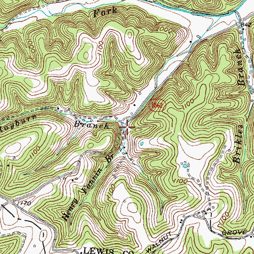 Topographic Map of Rayburn Branch, KY