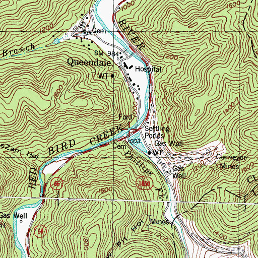 Topographic Map of Red Bird Creek, KY