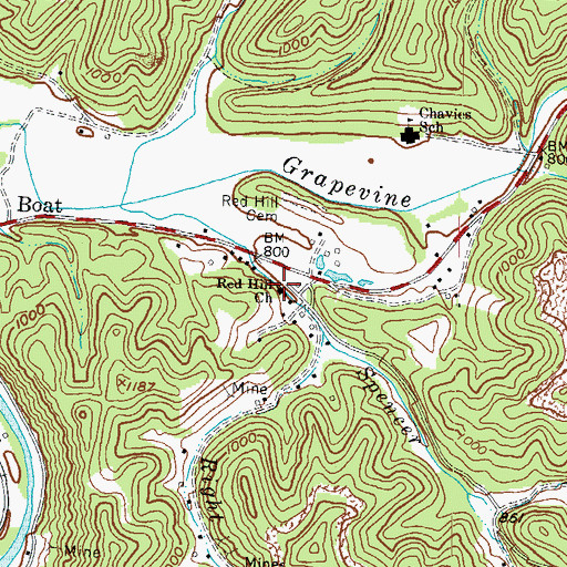 Topographic Map of Red Hill Church, KY