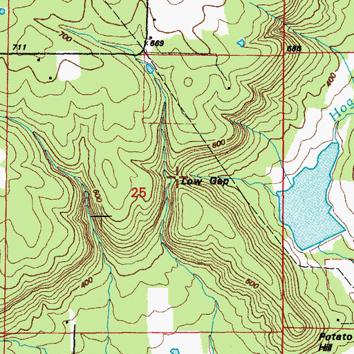 Topographic Map of Low Gap, AR