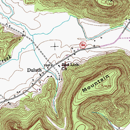 Topographic Map of Red Lick Baptist Church, KY