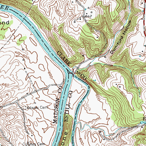 Topographic Map of Red River, KY