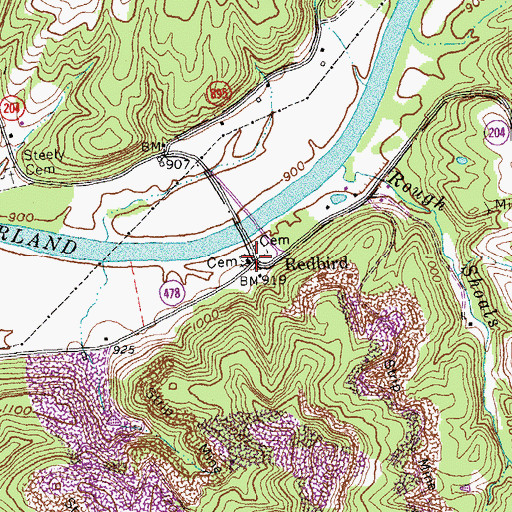 Topographic Map of Redbird, KY