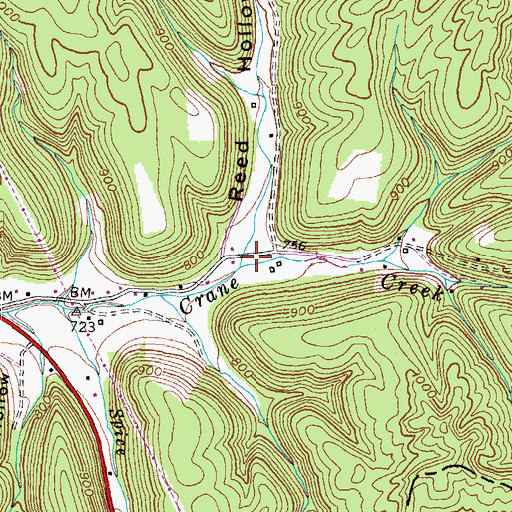 Topographic Map of Reed Hollow, KY