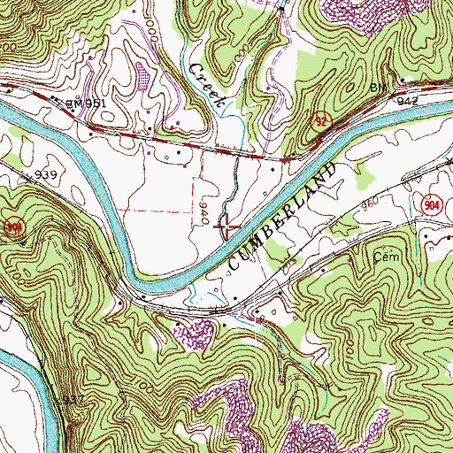Topographic Map of Reese Creek, KY