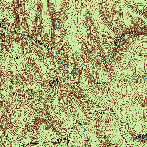 Topographic Map of Reffits Branch, KY