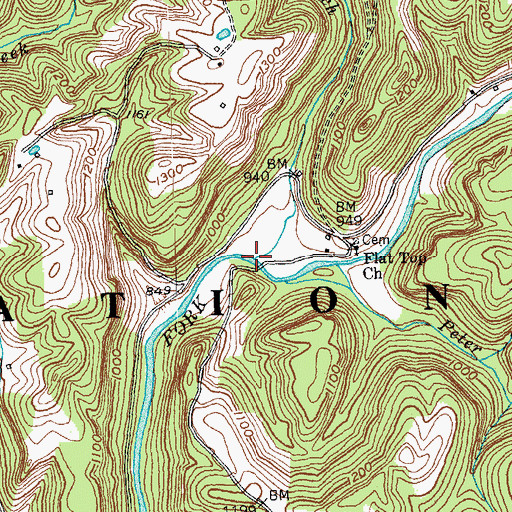 Topographic Map of Renfro Branch, KY
