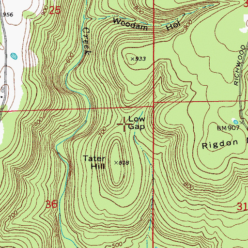 Topographic Map of Low Gap, AR