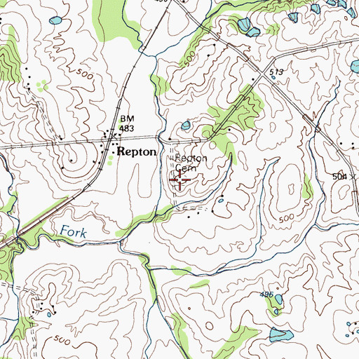 Topographic Map of Repton Cemetery, KY