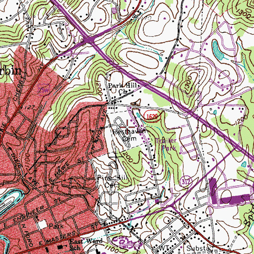 Topographic Map of Rest Haven Cemetery, KY