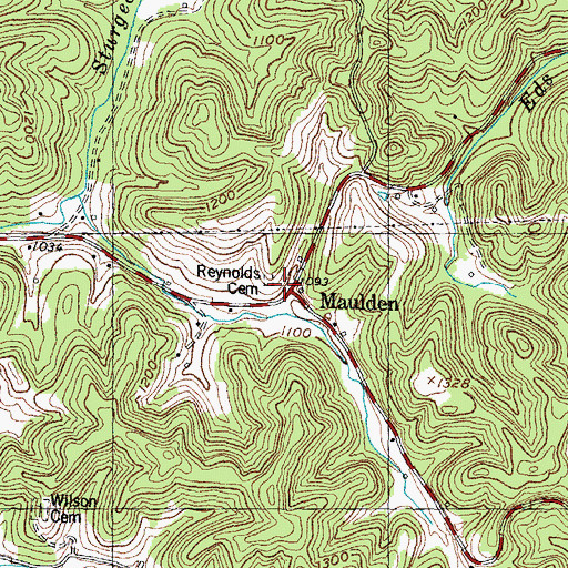 Topographic Map of Reynolds Cemetery, KY