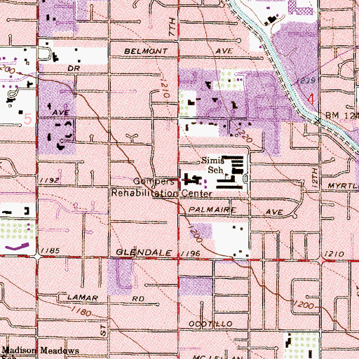 Topographic Map of Gompers Rehabilitation Center, AZ