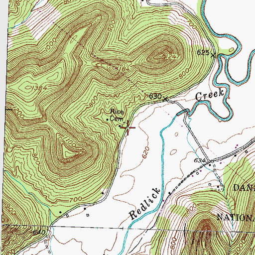 Topographic Map of Rice Cemetery, KY