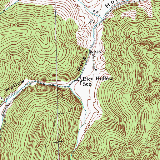 Topographic Map of Rice Hollow School, KY