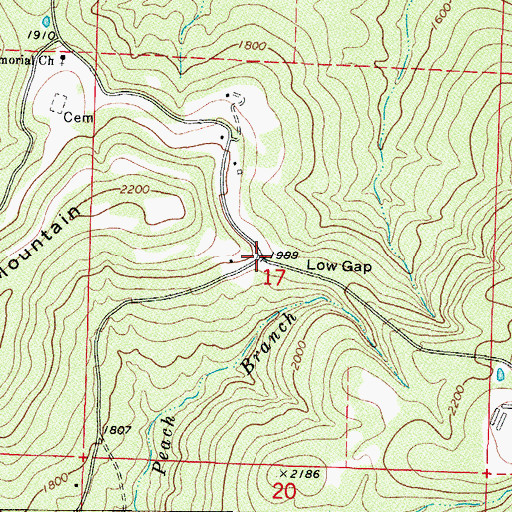 Topographic Map of Low Gap, AR