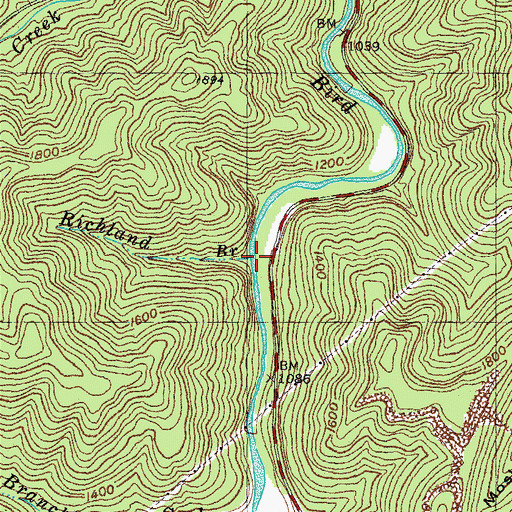 Topographic Map of Richland Branch, KY