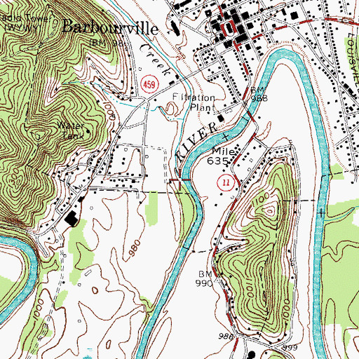 Topographic Map of Richland Creek, KY
