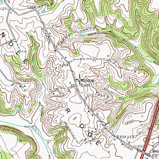 Topographic Map of Riddle Cemetery, KY